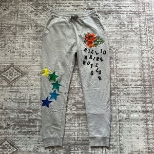 Billionaire Boys Club Gray Sweatpants with Floral and Star Accents